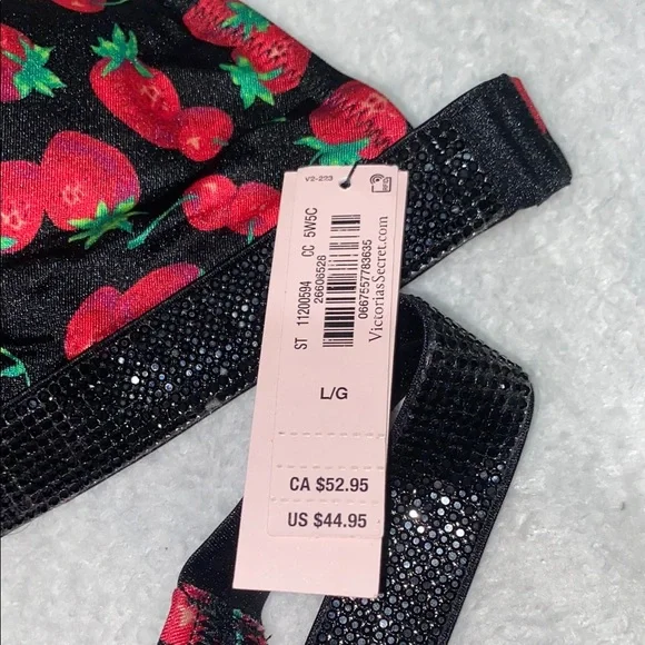 Victoria's Secret Black and Red Strawberry/ Cherry Bikini Set - Picture 6 of 7